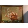 Image 2 : LARGE FRAMED OIL ON CANVAS, SAILING SHIP; SIGNED