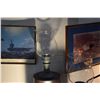 Image 2 : BRONZE & GLASS HURRICANE LAMPS (PAIR)