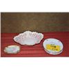 Image 1 : FRENCH HAVILAND PIN TRAYS, GILT FLUTED BOWL & HEREND HAND PAINTED PORCELAIN FRUIT PLATES (8 PCS)