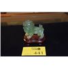 Image 1 : CHINESE FLUORITE CARVED LION ON WOOD STAND (5" X 4") (DOES NOT INCLUDE BOTTOM STAND)