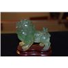 Image 2 : CHINESE FLUORITE CARVED LION ON WOOD STAND (5" X 4") (DOES NOT INCLUDE BOTTOM STAND)