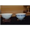 Image 2 : CHINESE PORCELAIN BOWLS, PAINTED IN UNDERGLAZE COBALT BLUE (1 W/CHARACTER "CHING" & 1 W/FLORA DESIGN