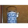 Image 2 : CHINESE PORCELAIN TEAPOT PAINTED IN UNDERGLAZE COBALT BLUE W/BAMBOO DESIGN, COPPER & BRASS MOUNTINGS