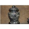 Image 2 : CHINESE JADE JAR W/LID, DRAGON MOTIF W/STAND & ORIGINAL BOX (11 1/2")