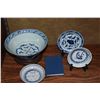 Image 2 : CHINESE PORCELAIN BOWLS & PLATE PAINTED IN UNDERGLAZE COBALT BLUE W/STANDS & SMALL DATE MARKS BOOK (