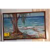 Image 1 : KOA FRAMED HAWAIIAN PAINTING ON CANVAS, WAIMANALO BEACH (30" X 20")