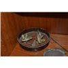 Image 2 : CAMBODIAN LACQUER BOX (NO COVER), BRASS FISH BOXES, ASHTRAY, CANDLE SNUFFER & BRASS BOX (7 PCS)
