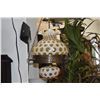 Image 2 : VINTAGE FENTON AMBER OPALESCENT RUFFLED COIN DOT STYLE HANGING LAMP