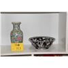 Image 1 : CHINESE PEACOCK BOWL & CHINESE FLORAL VASE (2 PCS)