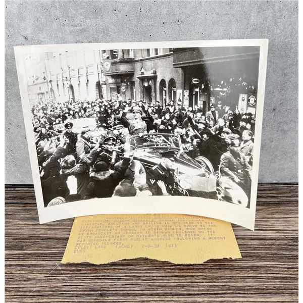 1939 Joseph Goebbels Drives To Berlin Speech Photo
