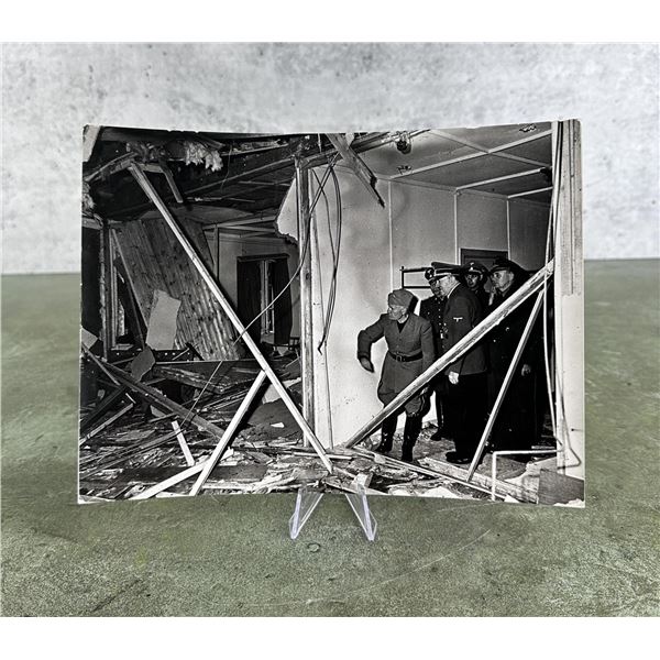 Hitler & Mussolini Survey Bomb Damage Photo