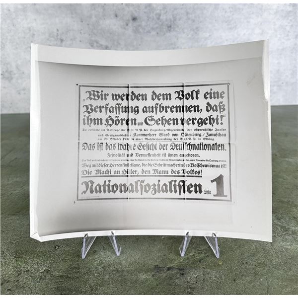 1934 NSDAP Election Poster Photo