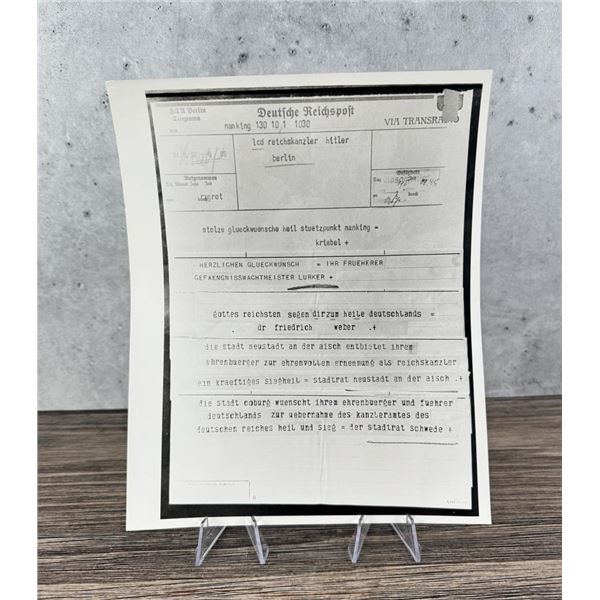 Telegrams Congratulating Hitler Photo