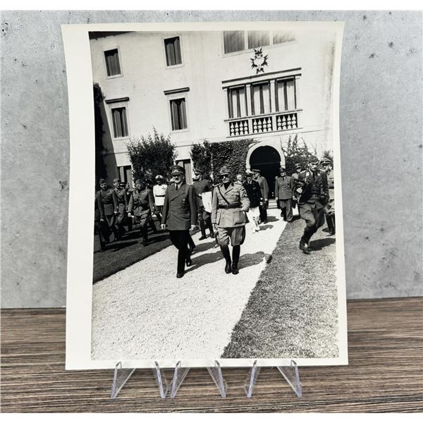 Adolf Hitler walks with Mussolini Feltre Photo