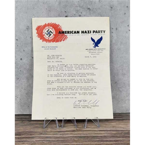 Letter from John Schmitz to Lincoln Rockwell