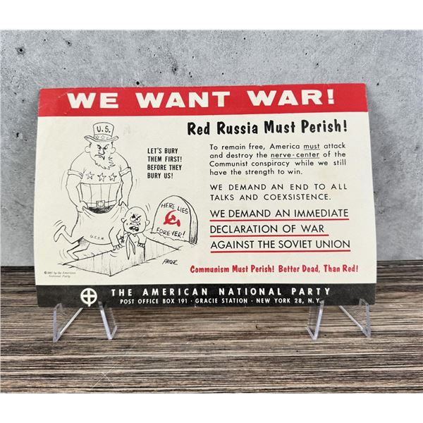 We Want War American National Party Broadside