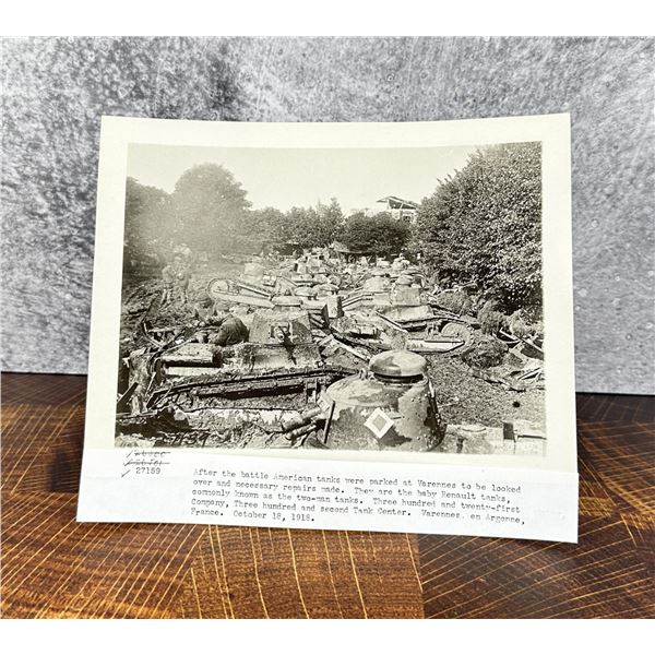 WWI WW1 US Army Tanks Varennes France Photo