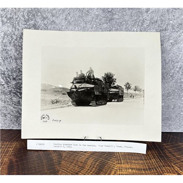 WWI WW1 US Army Disabled Tank Meuse France Photo
