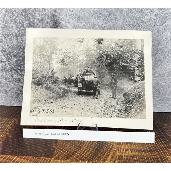 WWI WW1 US Army Tank Advance France Photo