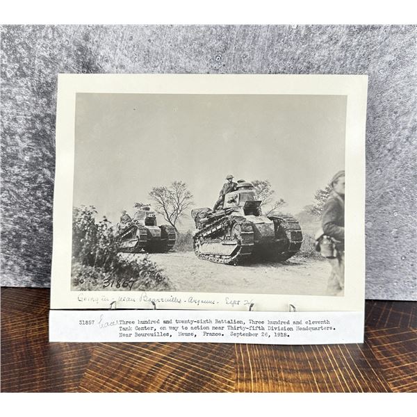WWI WW1 US Army 326th Tank Argonne France Photo