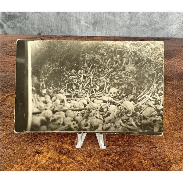 WWI WW1 Pile of Skulls Graveyard Postcard