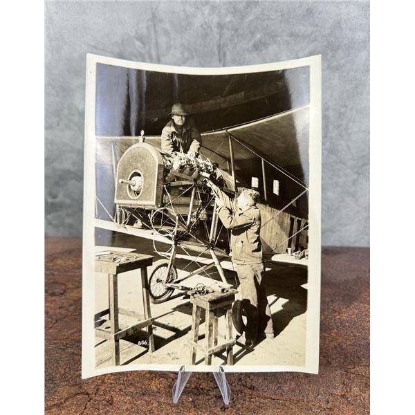 WWI WW1 Installing Airplane Engine Photo