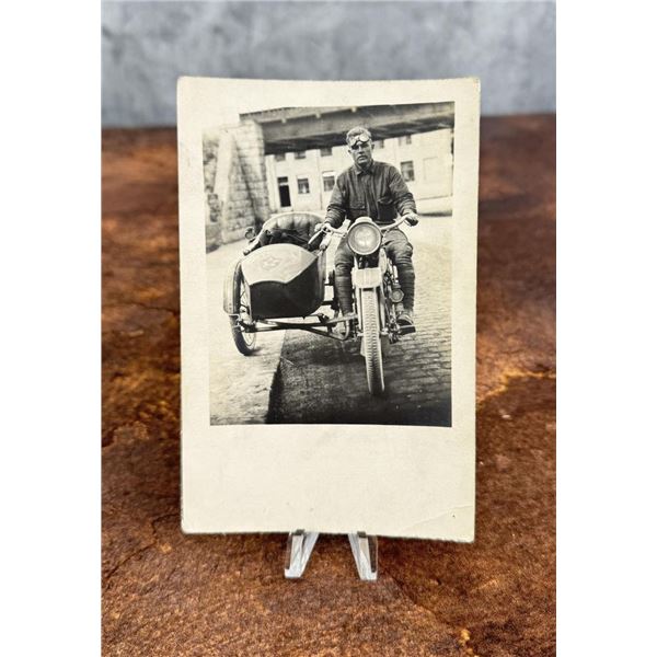 WWI WW1 US Army Motorcycle with Sidecar Postcard