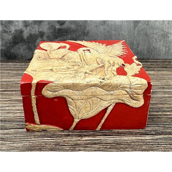 Vietnam Relief Carved Stone Box