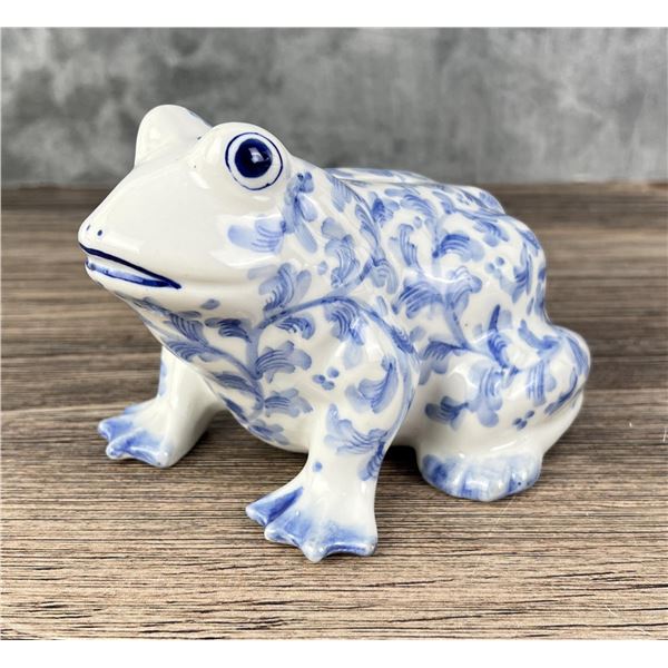 Blue & White Sadek Porcelain Frog Bank