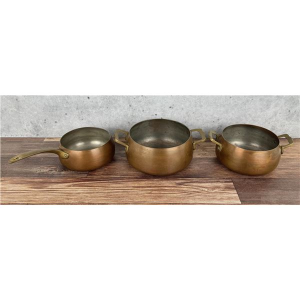 Vintage Copper And Brass Pot Set