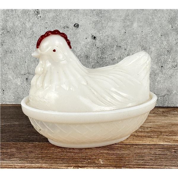 Milk Glass Hen On A Nest