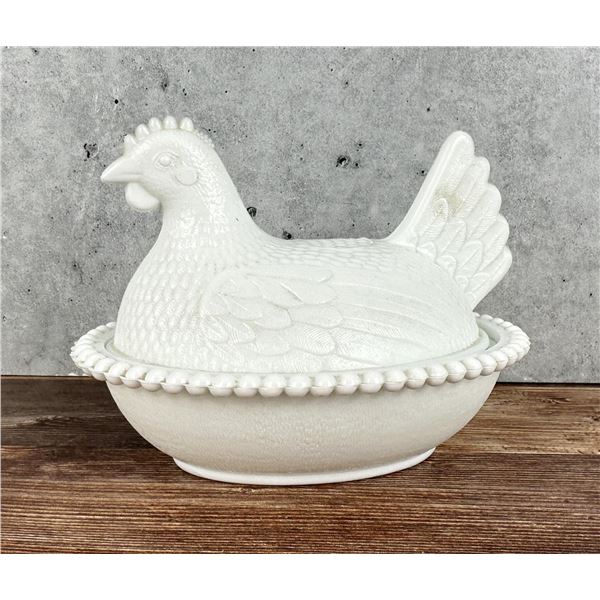 Milk Glass Hen On A Nest