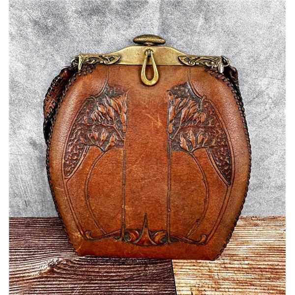Meeker Art Nouveau Leather Purse with Mirror