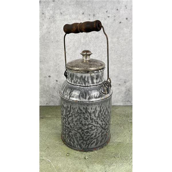 Antique Graniteware Milk Can Pail