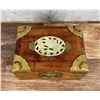 Image 2 : Chinese Jewelry Box With Brass & Jade Inlay