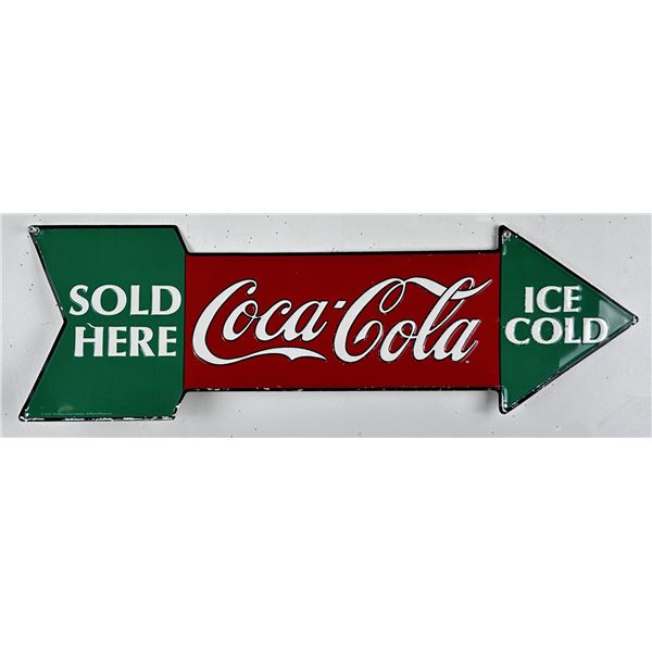 1990 Coca Cola Tin Arrow Sign