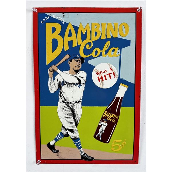 Babe Ruth's Bambino Cola Tin Sign