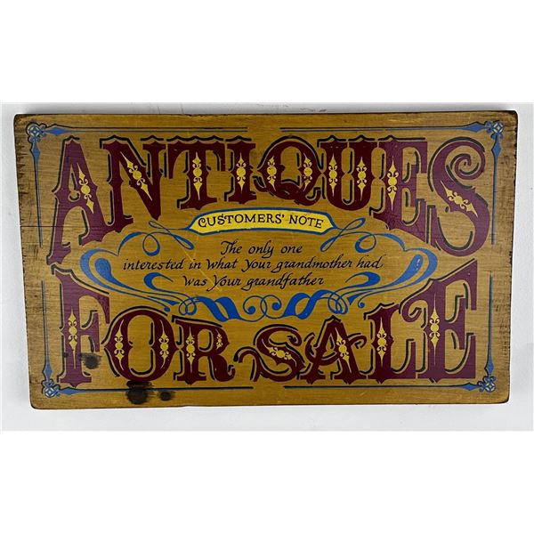 Antiques For Sale Wood Novelty Sign