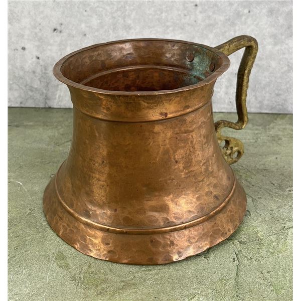 Hammered Copper Tankard With Brass Handle