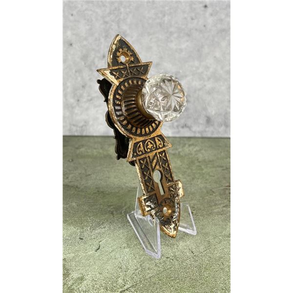 Antique Glass Knob With Eastlake Brass Back Plate
