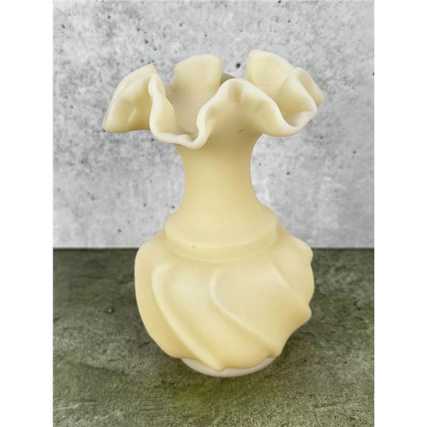 Fenton Glass Wave Crest Custard Glass Vase
