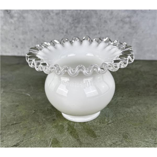 Fenton Glass Silver Crest Rose Bowl