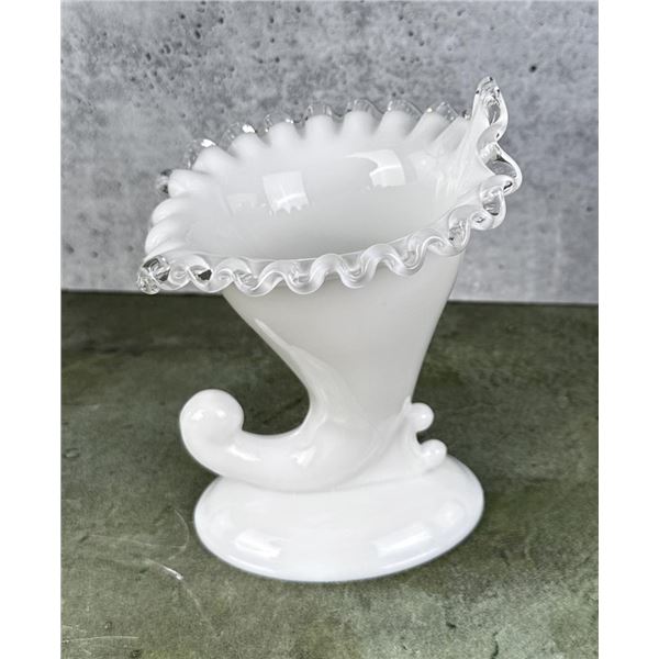Fenton Glass Silver Crest Cornucopia Vase