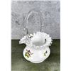 Image 1 : Fenton Glass Violets In The Snow Handled Basket