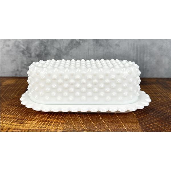 Fenton Glass Hobnail Butter Dish