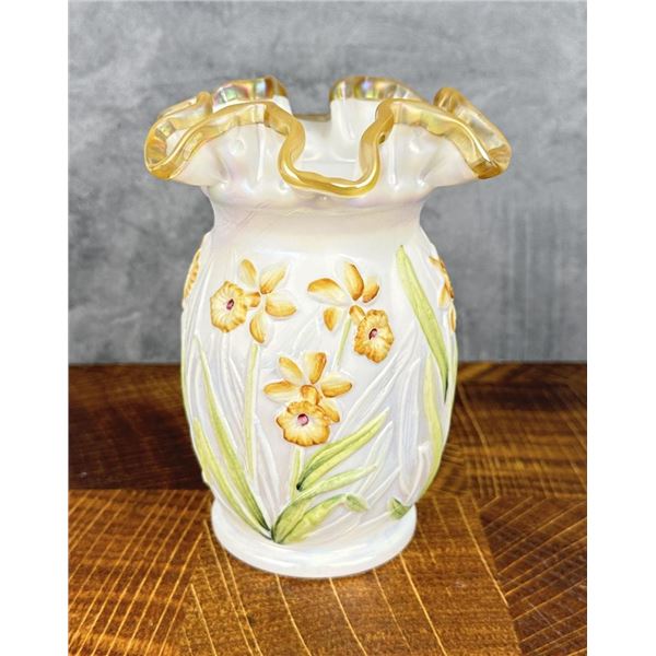 Fenton Glass 95th Anniversary Honey Crest Vase