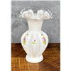 Image 1 : Fenton Glass Violets In The Snow Ruffled Vase