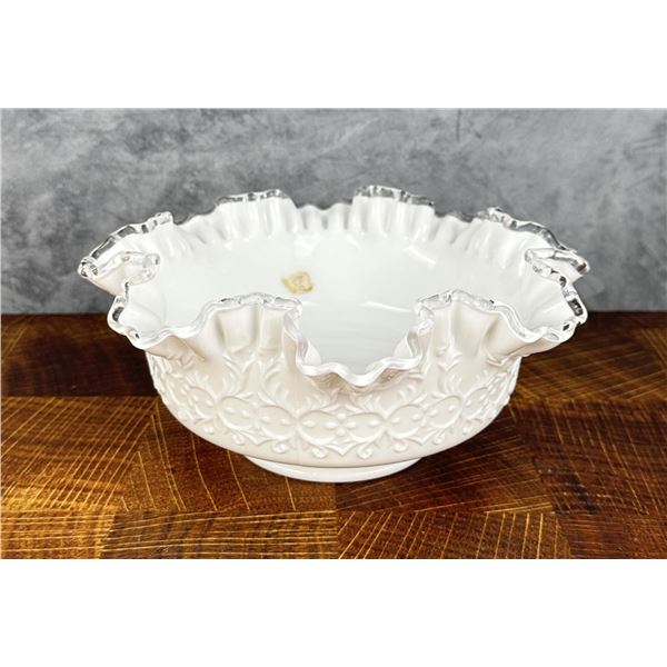 Fenton Glass Spanish Lace Silver Crest Bowl