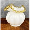 Image 1 : Fenton Glass Gold Crest Ruffled Vase