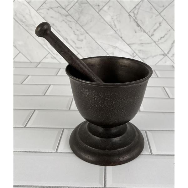Antique Cast Iron Mortar & Pestle